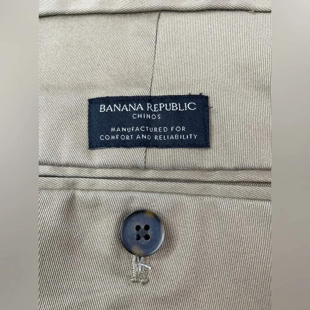 Banana Republic Aiden Chino Tan Classic Cotton-Blend Pants 34 X 30